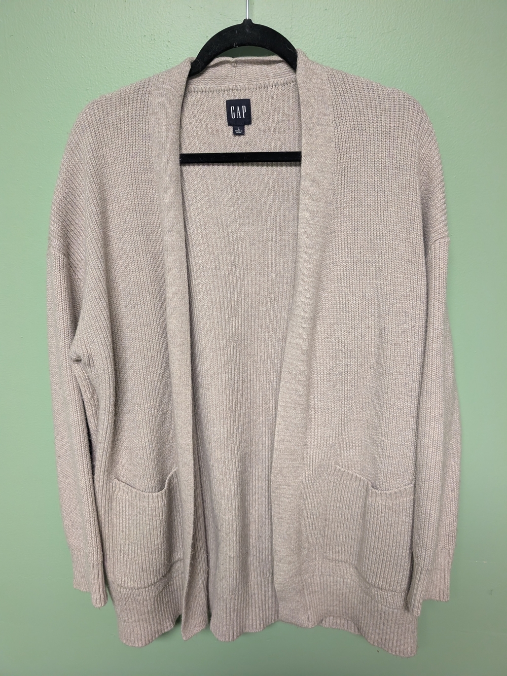GAP Open-Front Beige Cream Ribbed Cardigan
